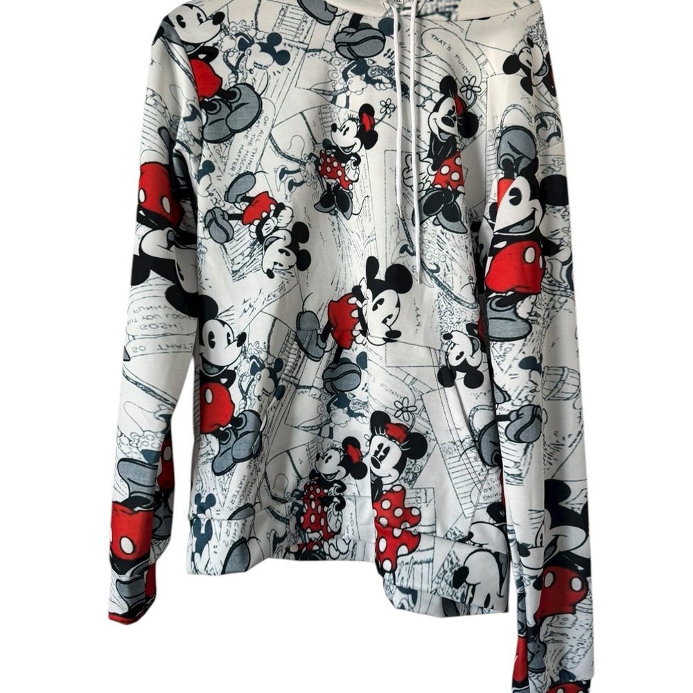 Disney Women's Mickey and Minnie Mouse Sweater - Red and White